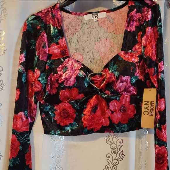 Madden NYC Tops - Large, polyester/ spandex crop top.